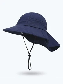 1pc Kids Drawstring Design Sun Protection Bucket Hat