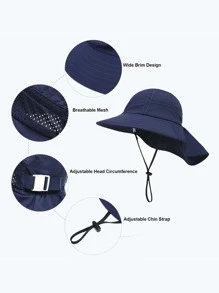 1pc Kids Drawstring Design Sun Protection Bucket Hat