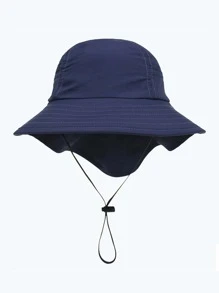 1pc Kids Drawstring Design Sun Protection Bucket Hat