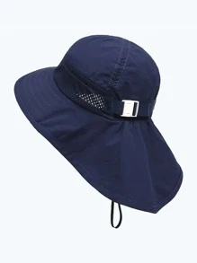 1pc Kids Drawstring Design Sun Protection Bucket Hat