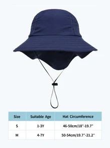 1pc Kids Drawstring Design Sun Protection Bucket Hat