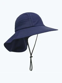 1pc Kids Drawstring Design Sun Protection Bucket Hat