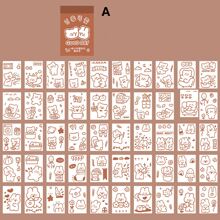 1冊/50張卡通圖案貼紙書，可愛文具剪貼簿貼花 - 彩色 - 查看 5