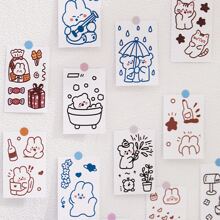 1冊/50張卡通圖案貼紙書，可愛文具剪貼簿貼花 - 彩色 - 查看 3