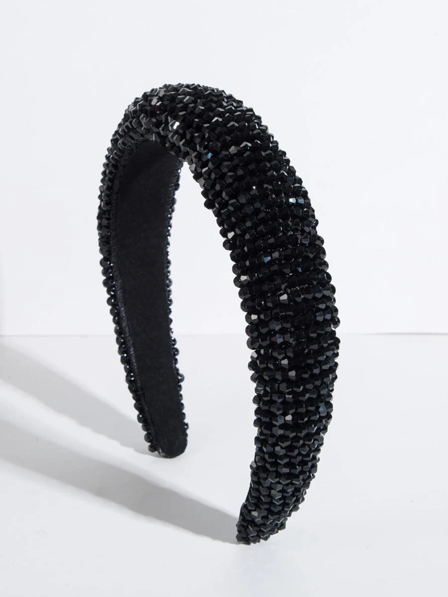 Băng đô cài tóc đính pha lê nhân tạo trang trí tiệc, băng đô cài tóc, phụ kiện tóc, băng đô màu đen.