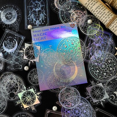 45 Adet/Paket Sihirli Daire Tasarımlı Evcil Hayvan Yansıtıcı Etiket, Albüm Dekorasyon Malzemesi, Okula Dönüş Etiketleri, Albüm Malzemeleri, Komik Etiketler, Dizüstü Bilgisayar Etiketleri, Kindle Telefon Etiketleri