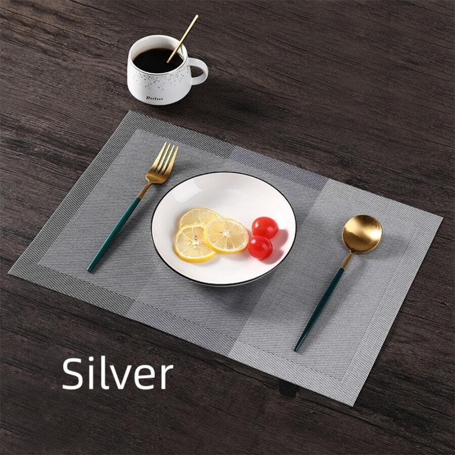 1 Miếng Phong cách Bắc Âu Chống nóng Và Không trượt Biến đổi dần PVC Ăn uống Bàn Đĩa nhỏ Đối với Nhà hàng , Khách sạn Đồ trang trí - Bạc - Xem 1