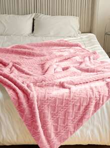 1入組現代簡約家庭編織沙發巾小憩毯子法蘭絨空調被子 - 粉色 - 查看 3