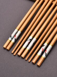 1 支白色印花竹筷子碳化竹筷子圣诞礼物