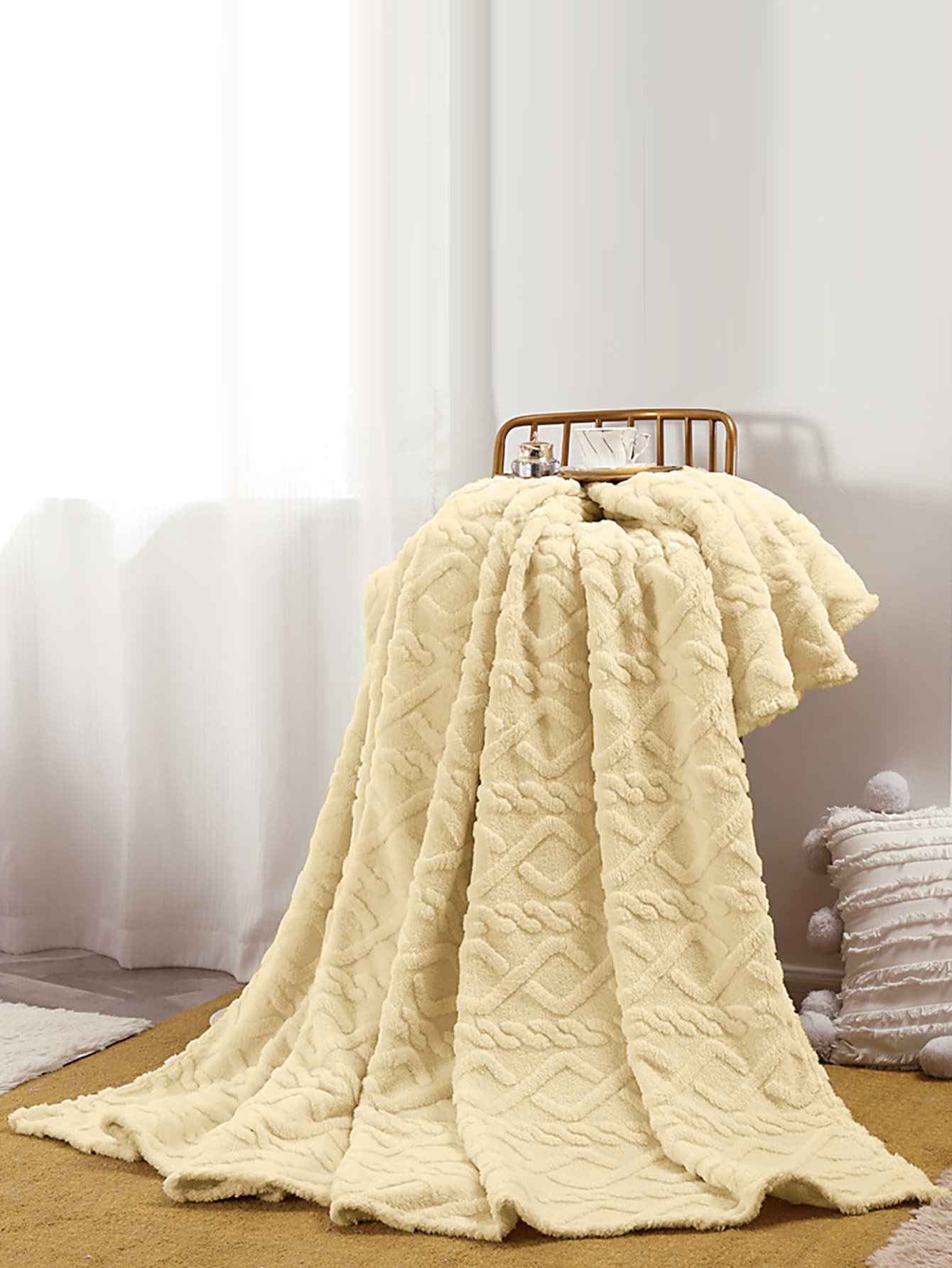 1 pieza Manta moderno sencillo jacquard sofá acondicionamiento para casa - Beis - Ver 1