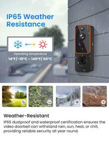 Doorbell Camera Wireless Smart Video Doorbell Wireless With Chime, AI Smart Human Detection, 2-Way Audio, HD Live Image, Night Vision, Cloud Storage, 2.4G WiFi, 100% Wire-Free, Battery Powered - Orange - View 7