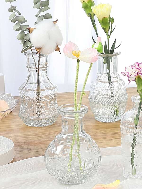 4Pcs Clear Bud Vases for Centerpieces, Glass Bud Vases for Flowers