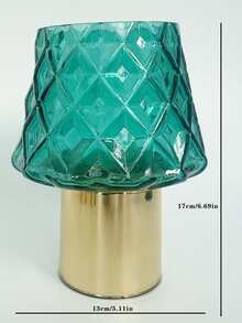 Blue Glass Candle Holder - Blue - View 3