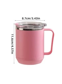 1個不銹鋼馬克杯，可加熱底部，咖啡杯保溫杯 - 粉色 - 查看 5