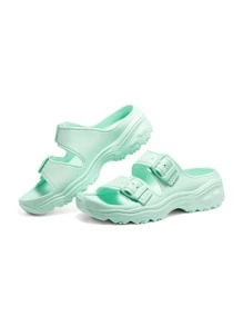 Skechers 女士带扣设计凉鞋纯色室内外凉鞋运动型一脚蹬凉鞋 111246-LIME - 薄荷綠 - 查看 2