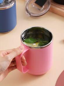 1個不銹鋼馬克杯，可加熱底部，咖啡杯保溫杯 - 粉色 - 查看 2
