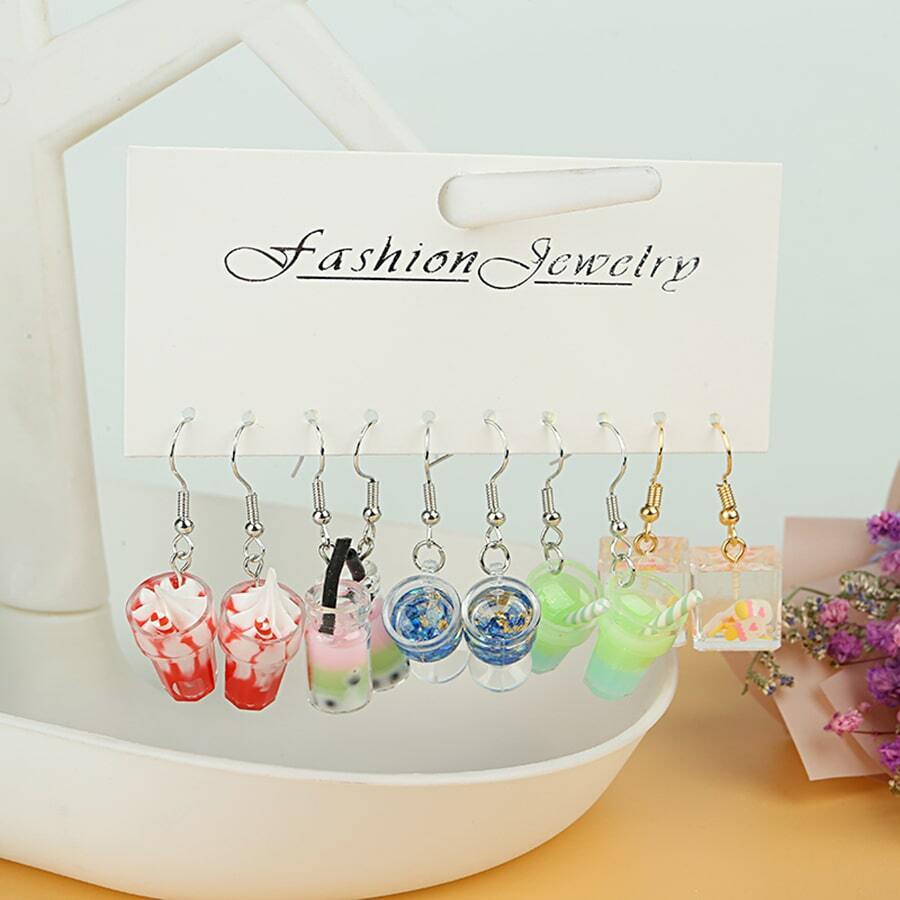 5對彩色可愛怪異有趣女士耳環獨特時髦酷瓶耳環有趣美學吊墜耳環適合青少年女孩 - 彩色 - 查看 1