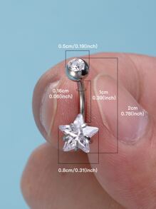 1入組星形和人造水晶肚臍環,日常穿著肚臍穿孔首飾類