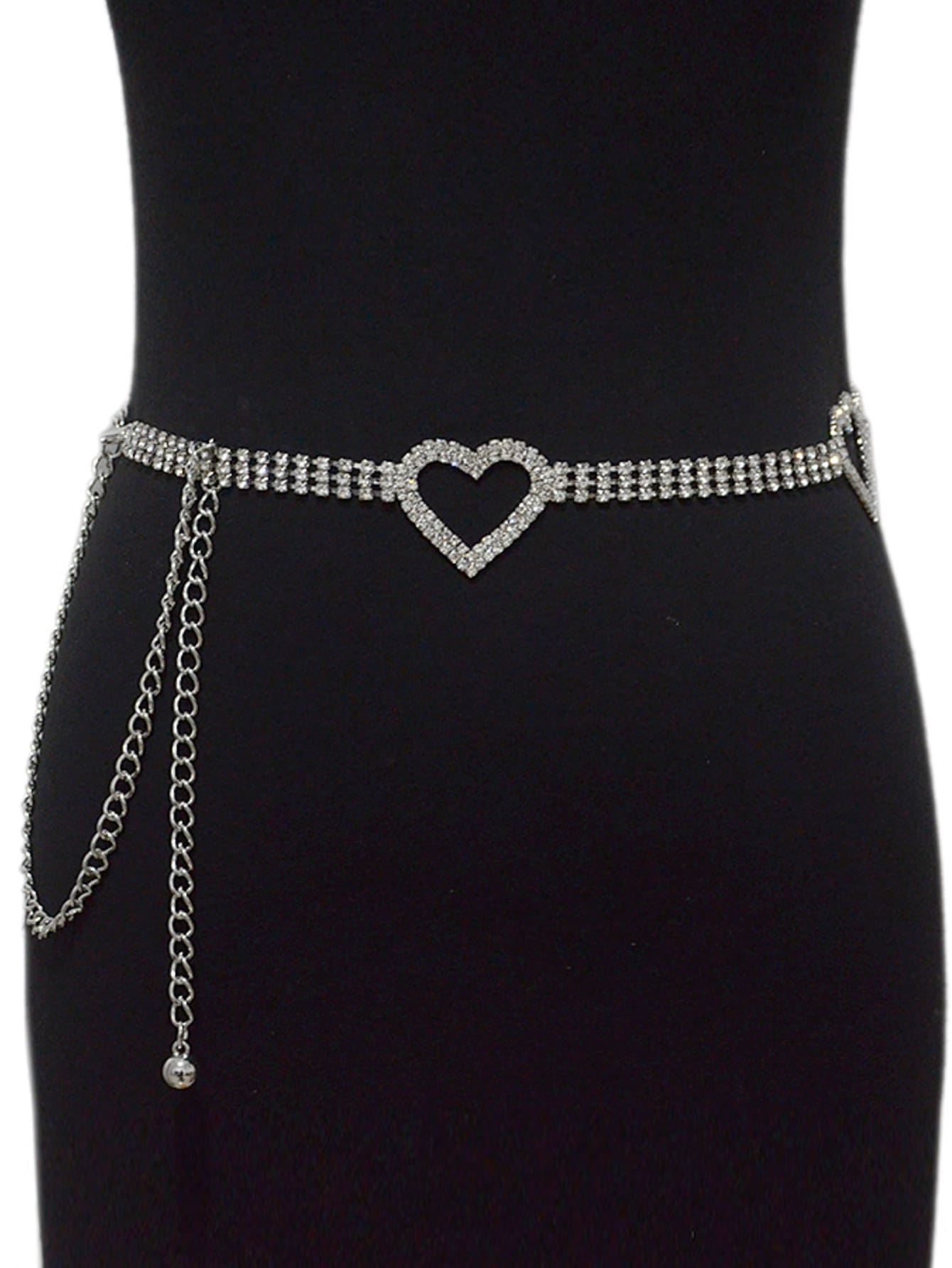 1pc New Women's Belt With Rhinestone Decoration, Heart-shaped Buckle & Versatile Style - Perfect Match For Dress