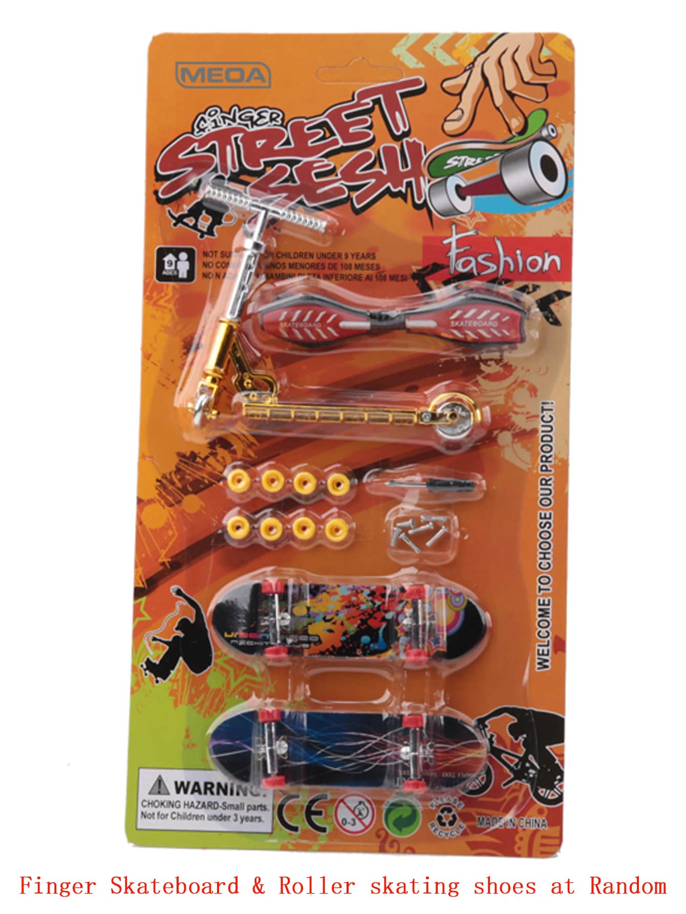 Plastikowe zabawki do jazdy na deskorolce z hulajnogą/rolkami/butami Inc. Narzędzia Zestawy do jazdy na deskorolce dla dzieci, gadżety dla nastolatków, ochraniacze na deskorolkę, deskorolkarz - Pomarańczowy - Zobacz 1