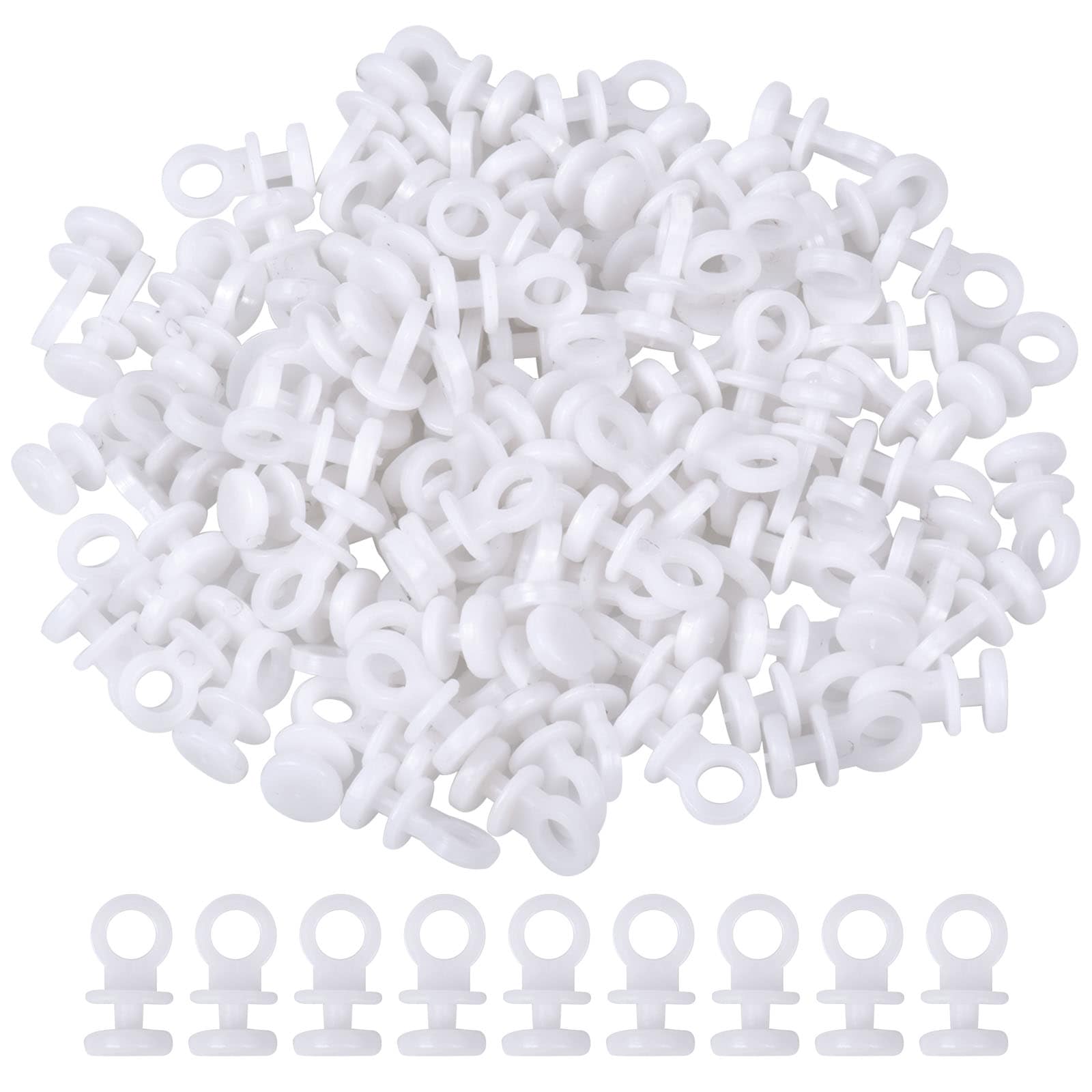 100pcs/pack 9mm Curtain Track Glider Hooks Effortless Gliding Curtain Rail Slider Hooks Rollers Runner Wheel Rollers Hooks for Window Door Shower Curtain - White - View 1