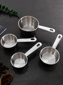 4pcs Thép không gỉ Đo lường Cốc & Thìa Bộ Đối với Nấu ăn trong bếp & Làm bánh , Có thể xếp chồng lên nhau Thiết kế - Bạc - Xem 1