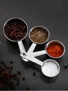 4pcs Thép không gỉ Đo lường Cốc & Thìa Bộ Đối với Nấu ăn trong bếp & Làm bánh , Có thể xếp chồng lên nhau Thiết kế - Bạc - Xem 3