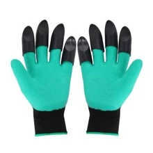 一對綠色爪挖掘手套,園藝乳膠手套適用於種植和園林綠化工作 - 綠色 - 查看 1