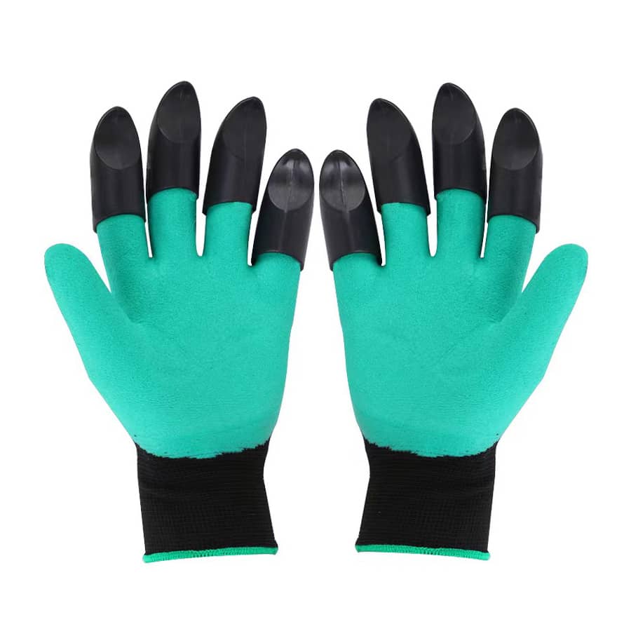 一對綠色爪挖掘手套,園藝乳膠手套適用於種植和園林綠化工作 - 綠色 - 查看 1