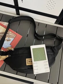 Men Letter Patch Decor Waist Bag - Black - View 4