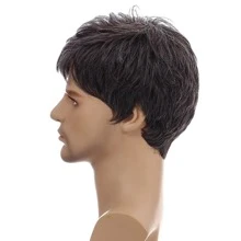sintético corto pelo Peluca de hombres alta temperatura Peluca resistente al calor simulación cabelludo - Gris - Ver 4