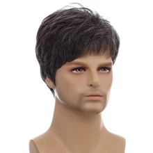 sintético corto pelo Peluca de hombres alta temperatura Peluca resistente al calor simulación cabelludo - Gris - Ver 6