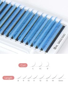 Individual Lashes Colorful Eyelash Red Blue Purple Yellow White Green Pink Minimalist Modern Daily Faux Mink Eyelashes Long Lasting Eyelashes 0.07 MM C CC D Curl 16 Rows 8-15MM For Women For Professionals - Baby Blue - View 2