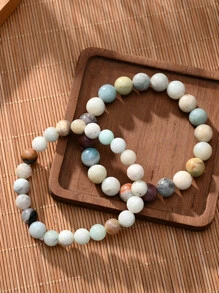 1 Phong Cách Bohemian Vòng Tay Đính Hạt Đá Tự Nhiên, Đồng Màu, Với Tùy Chọn Hạt 8Mm Hoặc 10Mm, Unisex, Thích Hợp Cho Cặp Đôi - Nhiều màu - Xem 3