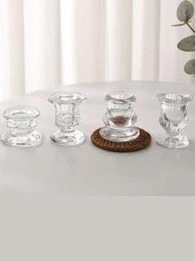 4 cái/bộ Trong suốt Chân nến Nhà  Đồ trang trí - Trong sáng - Xem 2