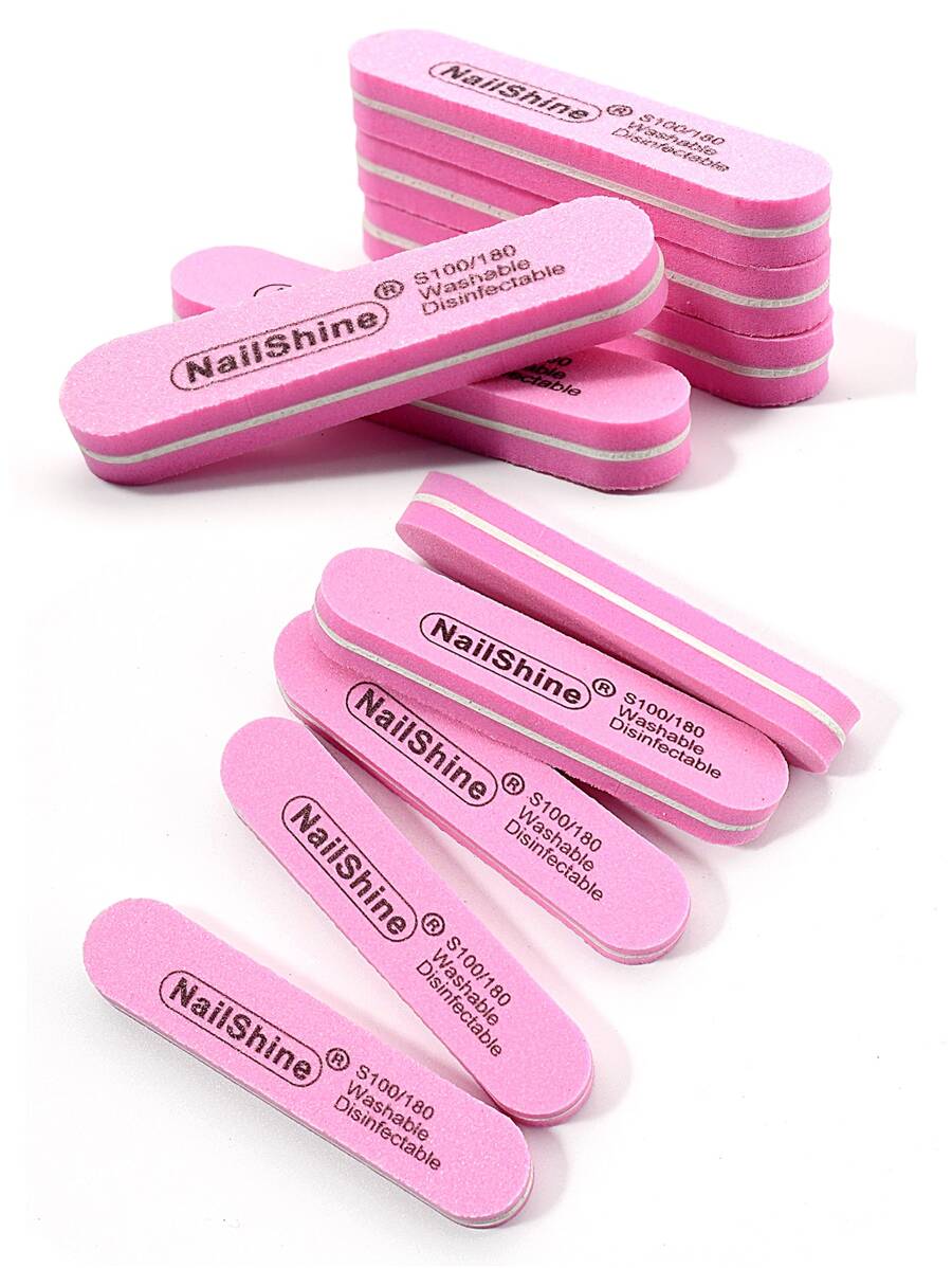 NailSunshine 10支装 100/180目指甲锉,美甲用品,美甲工具,美甲艺术工具,返校季,指甲,美甲贴片工具 - 粉色 - 查看 1