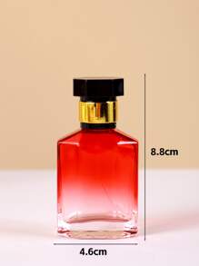 1 pieza portátil cuadrado recargable Botella de perfume ( rojo ) , fino neblina Botellas de spray , color gradiente de vidrio Aceite esencial Contenedor para viajar - Rojo - Ver 3