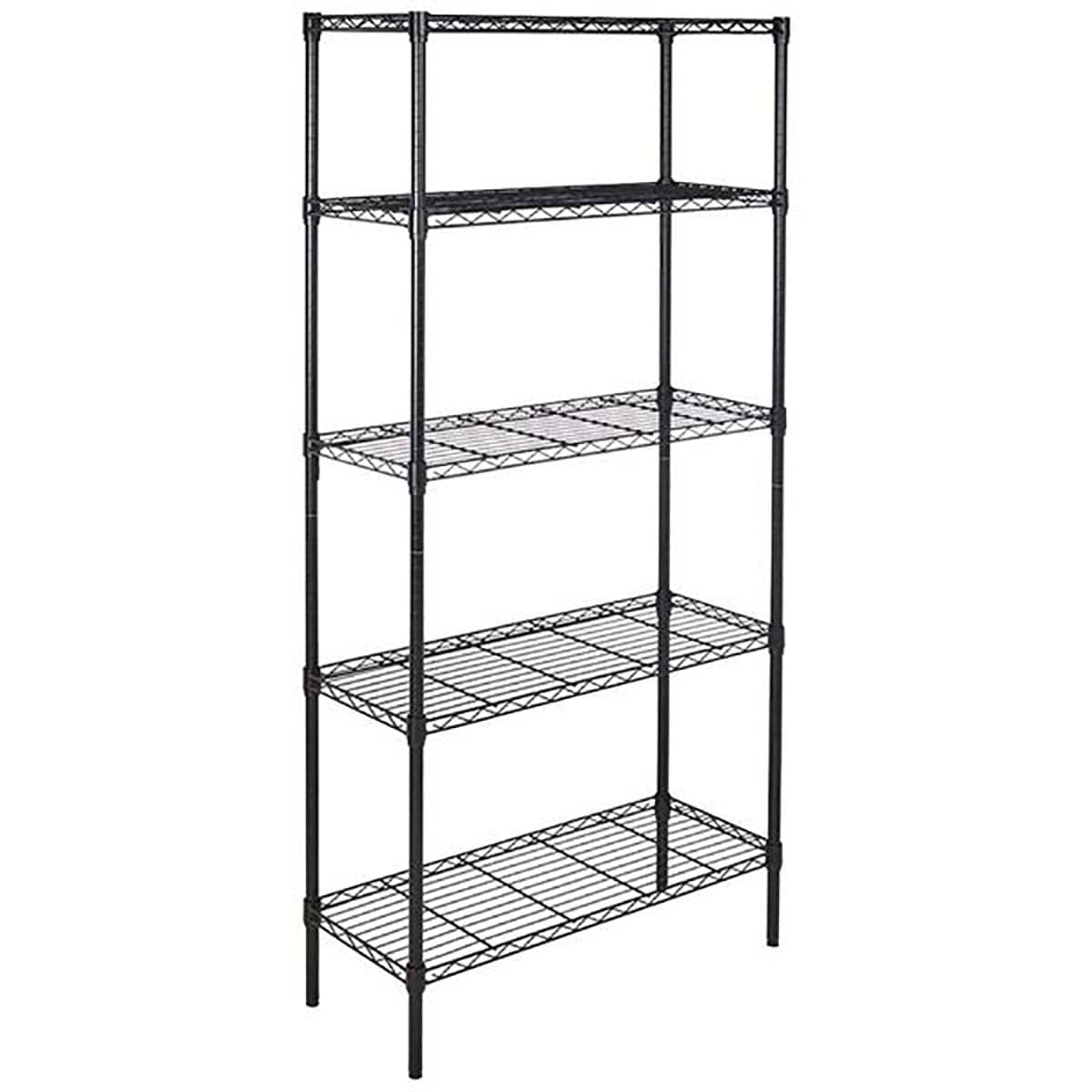 5-Layer Plastic Coated Iron Shelf in Black for Home or Office - 黑色 - 查看 1