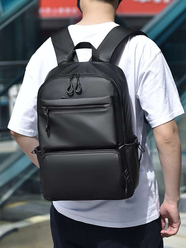 Schwarzer funktionaler Rucksack mit Reißverschluss an der Vorderseite, minimalistischer Schulrucksack, Laptop Rucksack, großer Rucksack, Lässig Rucksack, Laptop Rucksack für Reisen, Pendeln, leicht, Schultasche für den Sommer, Schule, Neuanfänger, Urlaub, Computertasche, schwarze Tasche, Wandern, Schüler, Schulanfang, Strandtasche, Valentinstag Geschenke, Laptoptasche, der sportliche Sommer, Frühjahrsferien Tasche, Packtaschen, Reisenotwendigkeiten, große Tasche, Schulmaterial