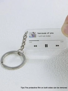 字母圖案矩形吊墜鑰匙圈 - 無色 - 查看 1