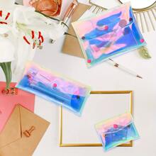 1入組鐳射化妝包,便攜透明彩虹色化妝包小化妝包適用於錢包,鐳射筆袋透明零錢包洗漱用品收納手提包包適合旅行女士女孩 - 彩色 - 查看 1