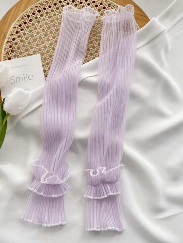 1 par de mangas largas de mujer de unicolor con puño plisado tipo hinchado como protección solar, decoración diaria, accesorio de Halloween, guantes de invierno, regalo para el Día de San Valentín