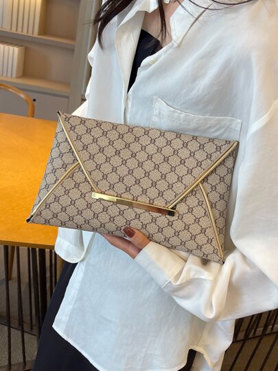 2024 Vintage Floral Print Oversized Clutch Handbag, Ladies Fashion Evening Bag, Summer, Fashionable Clutch Bags For Woman