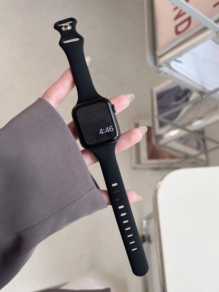 Correa de reloj de silicona unicolor compatible con Apple Watch - Negro - Añade 4
