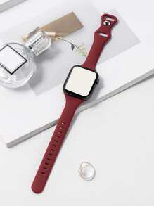 1 dây đeo đồng hồ silicon rắn tương thích với Apple Watch - Màu Đỏ Sâu - Xem 5