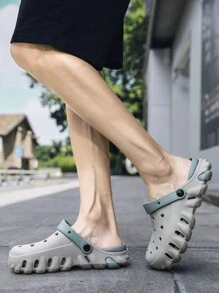 Dép xỏ ngón chống trơn trượt thoáng khí cho nam và nữ cho mùa xuân và mùa hè, có đế phẳng và dày và mũi tròn, dành cho thông thường, đường phố, cổ điển, thời trang, trong nhà, ngoài trời, hàng ngày, đi lại, hoạt động ngoài trời, dành cho sinh viên Và nhân viên văn phòng, thích hợp cho mọi mùa, làm bằng chất liệu EVA, cỡ lớn, giày công sở, giày đôi nửa trơn, giày Ken (Phong cách này chạy một cỡ lớn) - Xám - Xem 5