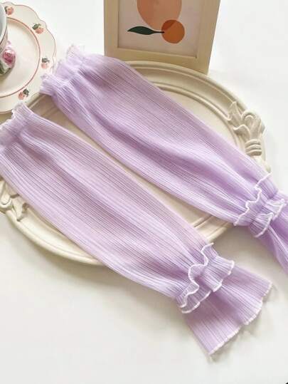 1 par de mangas largas de mujer de unicolor con puño plisado tipo hinchado como protección solar, decoración diaria, accesorio de Halloween, guantes de invierno, regalo para el Día de San Valentín