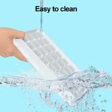 Ice Cube Tray For Freezer, Ice Bucket With Lid & Ice Scoop, Press Style Ice Cube Maker With 2 Layers, 1 Ice Scoop And 1 Press Plate, Blue Color - Blue - View 6
