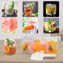 Ice Cube Tray For Freezer, Ice Bucket With Lid & Ice Scoop, Press Style Ice Cube Maker With 2 Layers, 1 Ice Scoop And 1 Press Plate, Blue Color - Blue - View 7