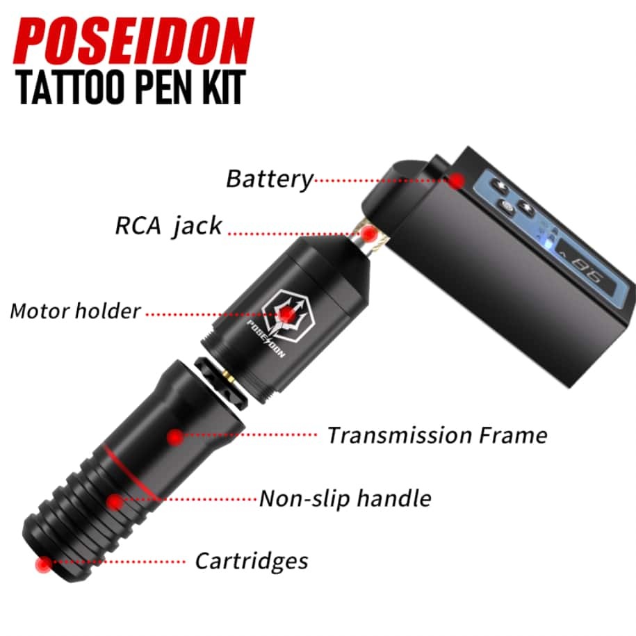 タトゥーペンキット - POSEIDON ワイヤレスタトゥーマシンキット